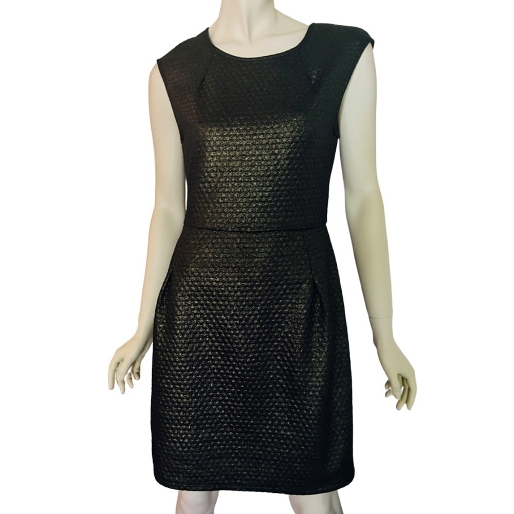 Collective Concepts Stitch Fix Helma Dress Gold Black Quilt Textured